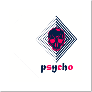 An interesting psycho skull logo Posters and Art